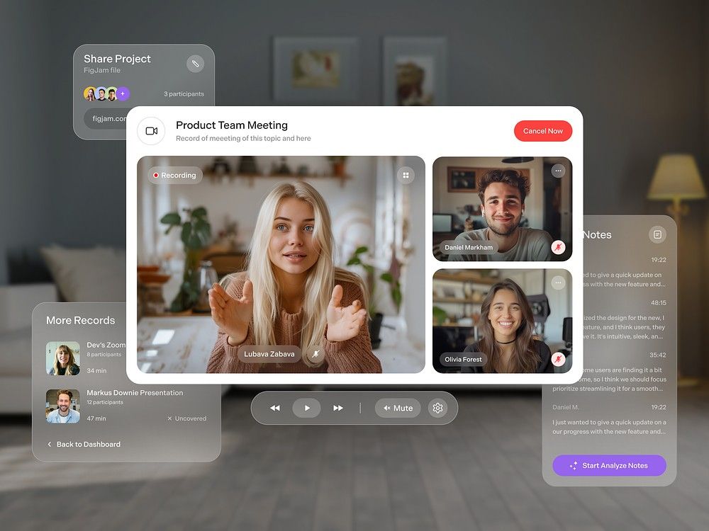 Blur and reveal concept in collaborative call